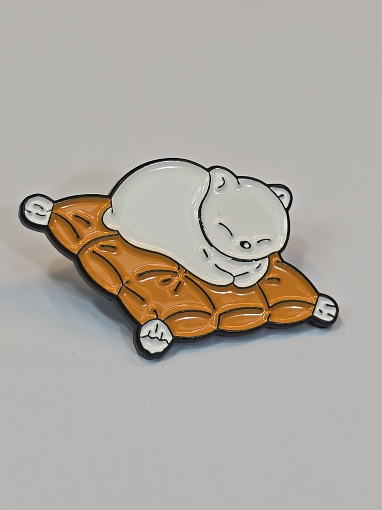 White Cat Sleeping on a Pillow Lapel Pin