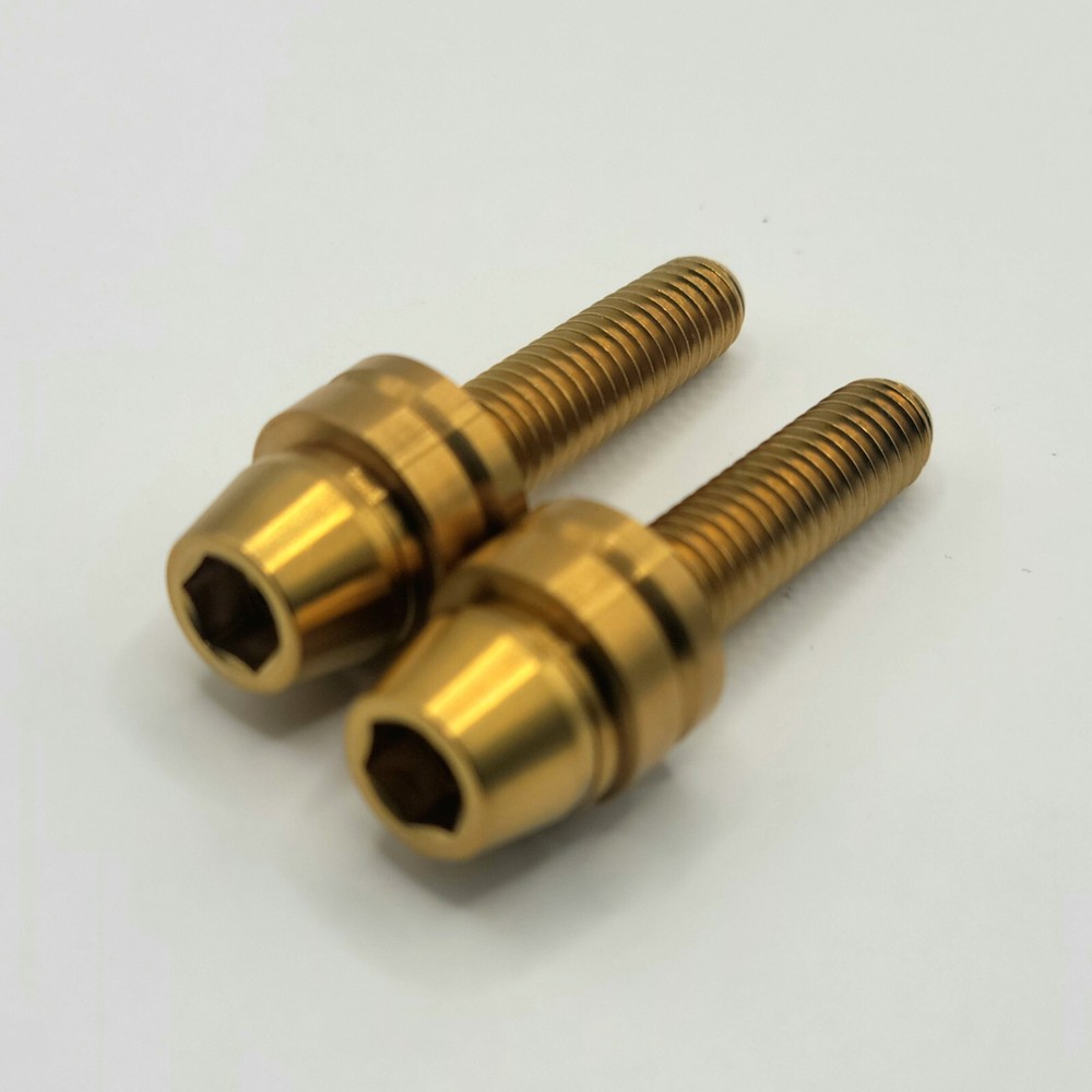 Trail Arc Titanium MTB Brake Caliper Mounting Bolt + flat, cone, cup washer (2x)