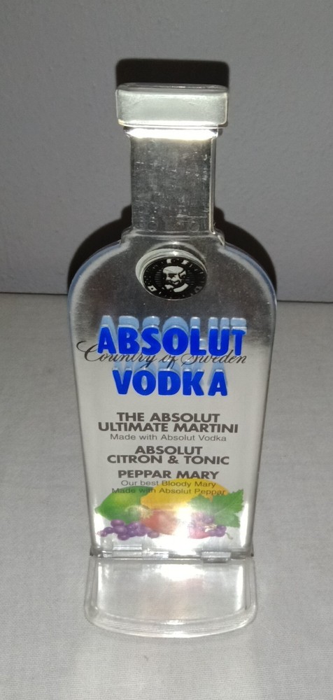 ABSOLUT VODKA BOTTLE PLASTIC COUNTER DISPLAY SIGN