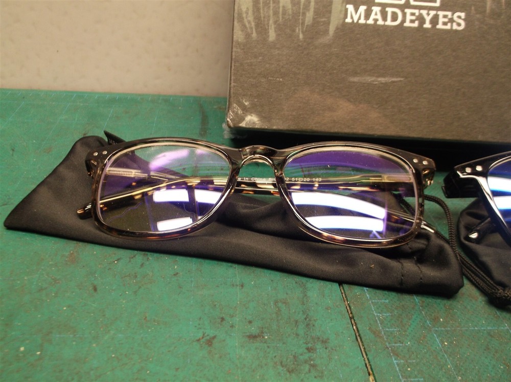2 Pair Madeyes Blue Light Blocking Anti Fatigue Glasses leopard + black size 51