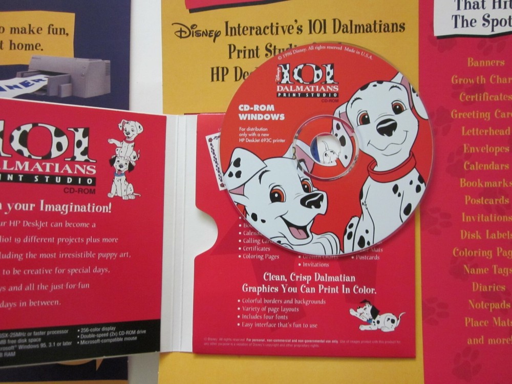 Disney's 101 Dalmations Print Studio HP Home Project Kit