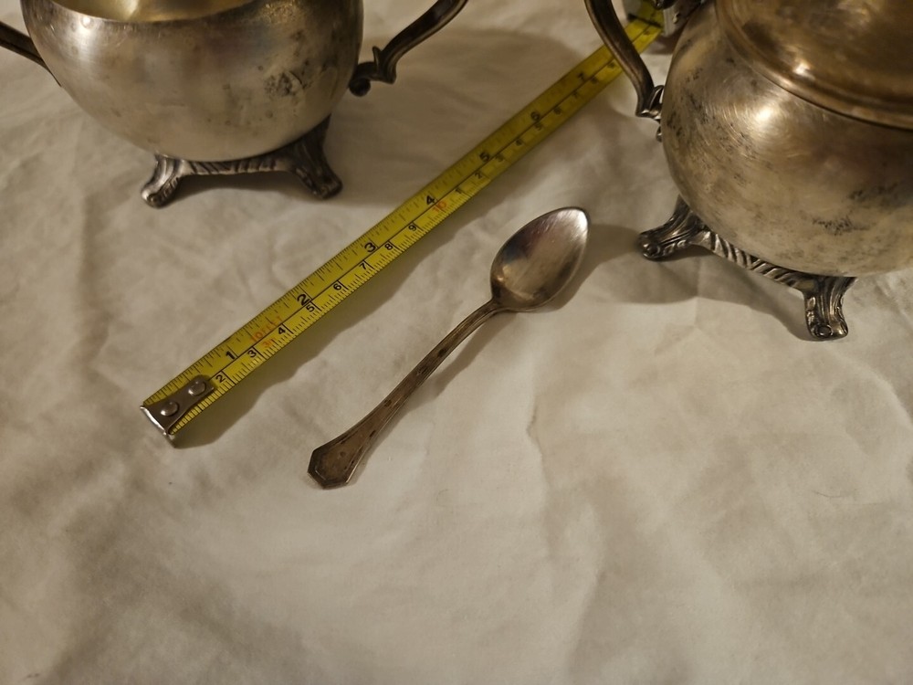 Silver Sugar & Creamer Pot W/ Spoon