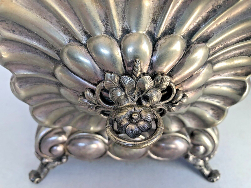 Antique Silver Plated Brass Sugar Box