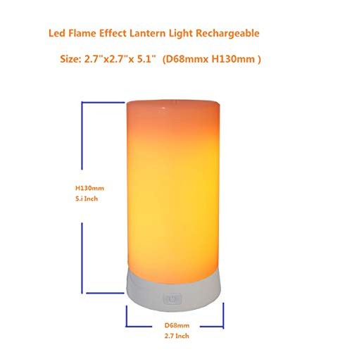 Led Flame Effect Lantern Light Usb Rechargeable Flameless Candle 4 Modes 1 Pack
