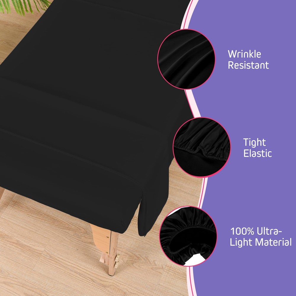 Massage Table Sheets Set – 3 Piece 4 Set, Microfiber Spa Bed Sheets, Cotton-F...