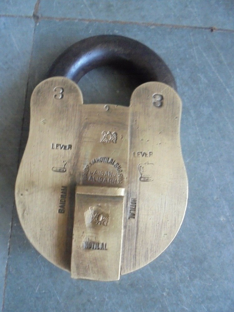 Vintage Brass Solid Heavy Handcrafted Crown & Monogram Engraved Padlock