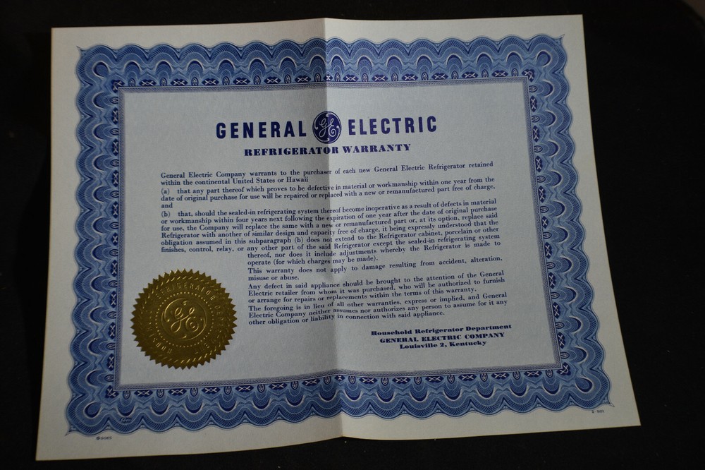 Ca 1948 All About Your New GE Refrigerator & Warrantee