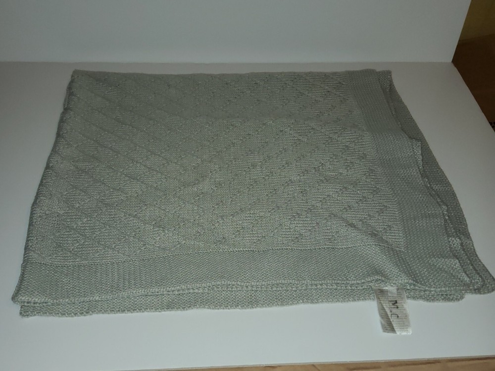 Koala Baby Gray Blanket Sweater Cable Knit Weave Diamond Pattern 2014