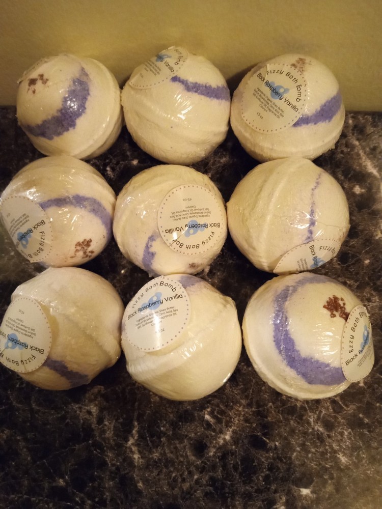 Black Raspberry Vanilla Fizzy Bath Bombs 3 pk.