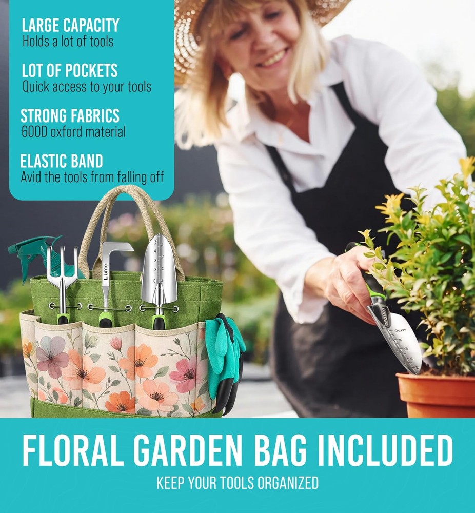 Heavy Duty Garden Tools Floral Set - Rust Proof, Non-Slip, Durable