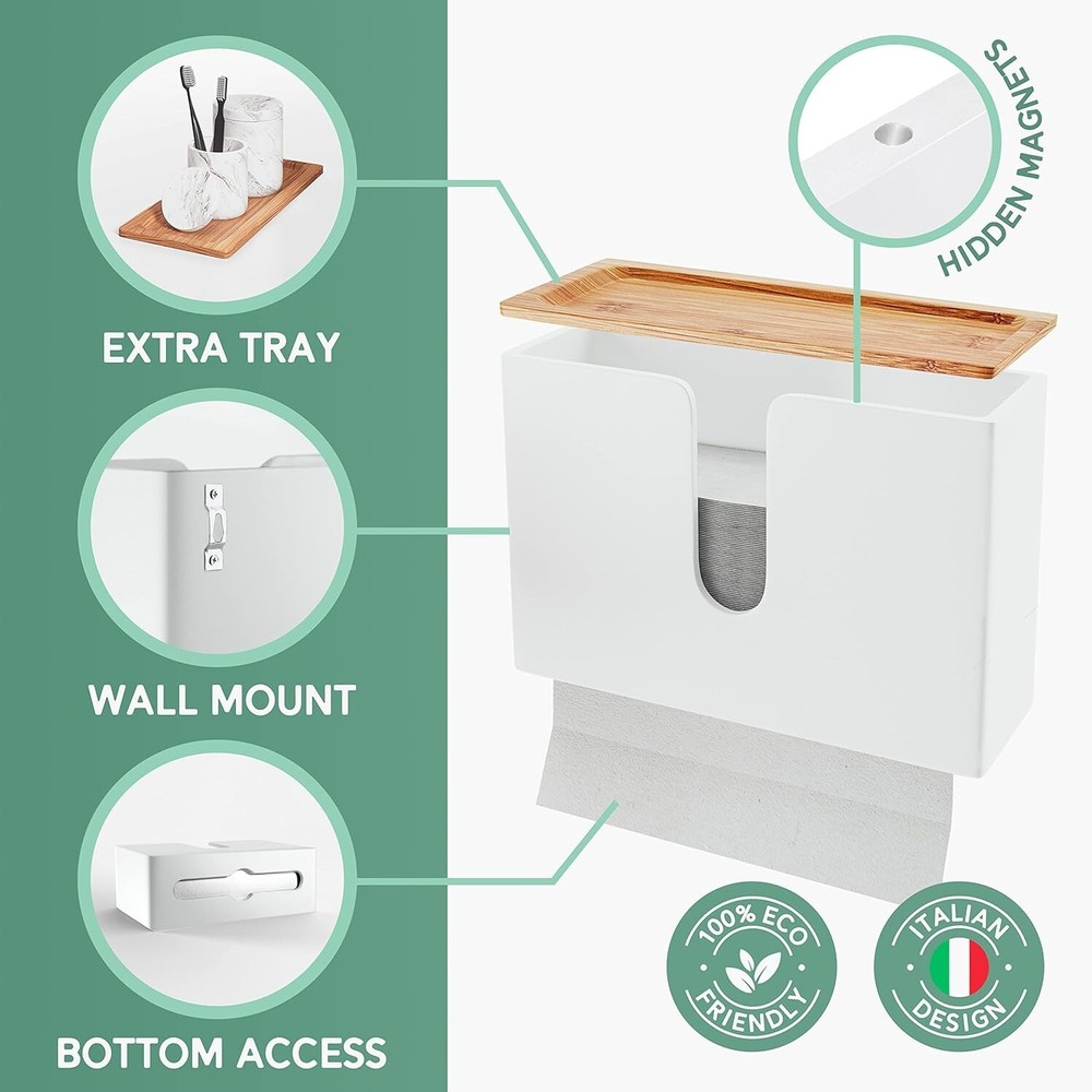 Versatile Bamboo Multi-Fold Towel Dispenser with Shelf for Bathrooms & Kitchens