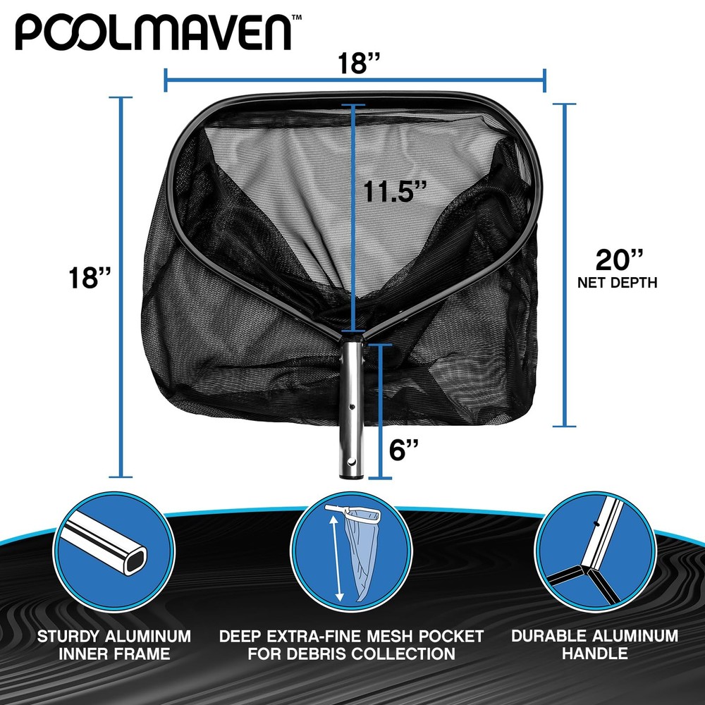 Performance Series Deluxe Heavy-Weight Aluminum Pool Leaf Rake with Deep Mesh...