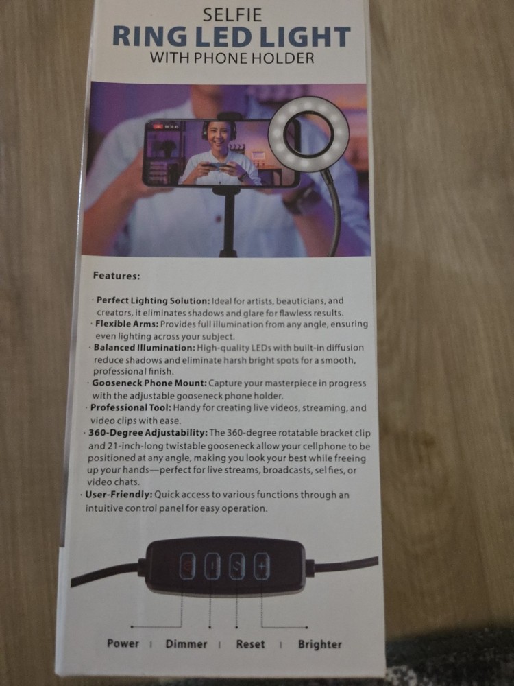 Selfie Ring LED Light w/ Phone Holder & Adjustable Lighting