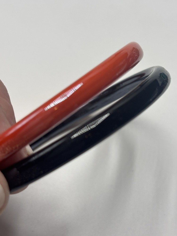 (2) Art Glass Bangle Bracelets Stackable Multi-Colored Orange Black Halloween