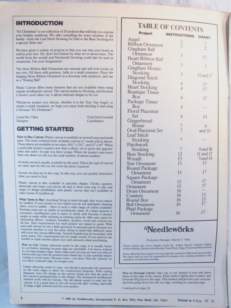 It's Christmas 29 Plastic Canvas Projects Needleworks Pattern Book 106