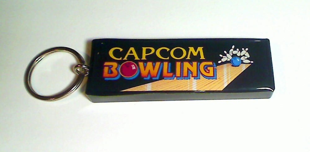 Capcom Bowling Arcade Marquee Coin Door accessory Keychain