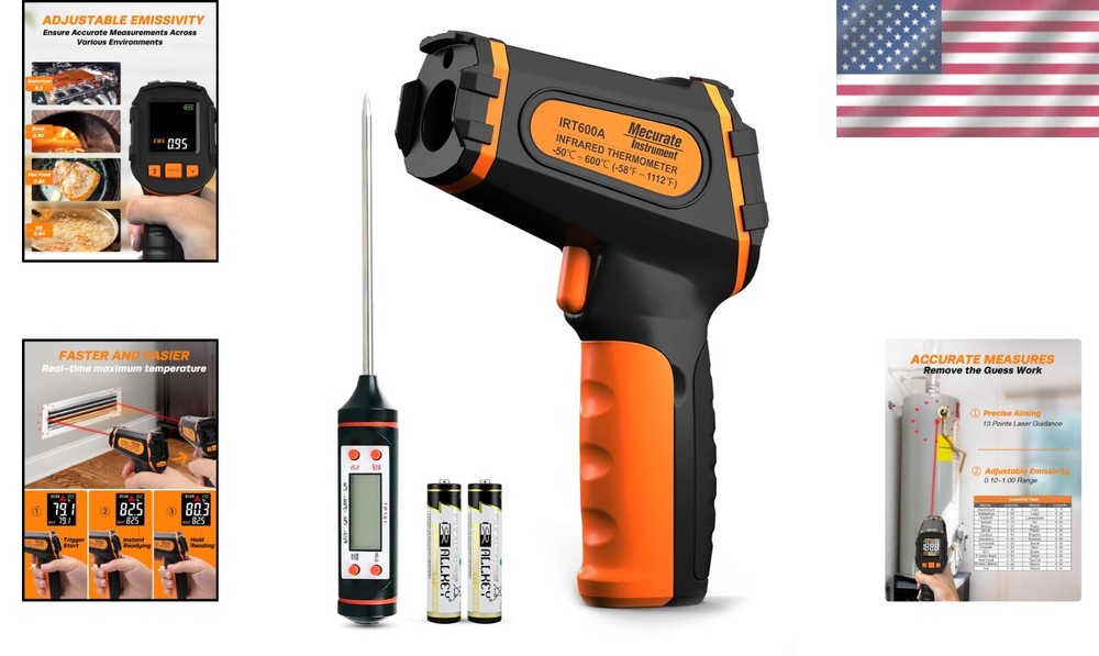 Advanced Digital Temperature Gun with High/Low Limit Settings - Battery Included
