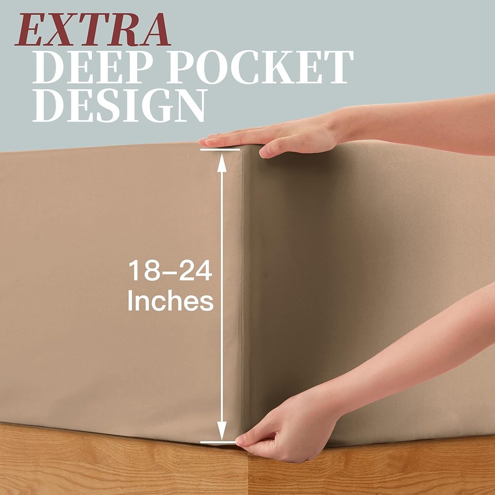 Cal King Extra Deep Pocket Fitted Sheet Only - 1800 Thread Count Hotel Deep F...