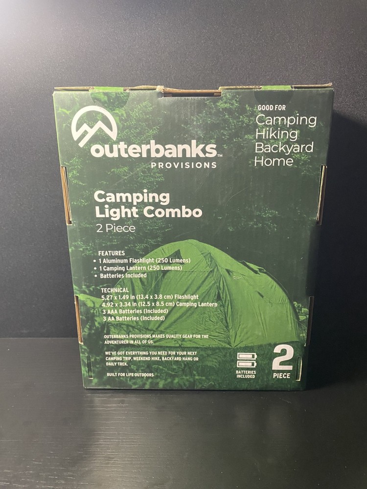 Outerbanks Camping Light Combo 2 Piece Flashlight Lantern 250 Lumens