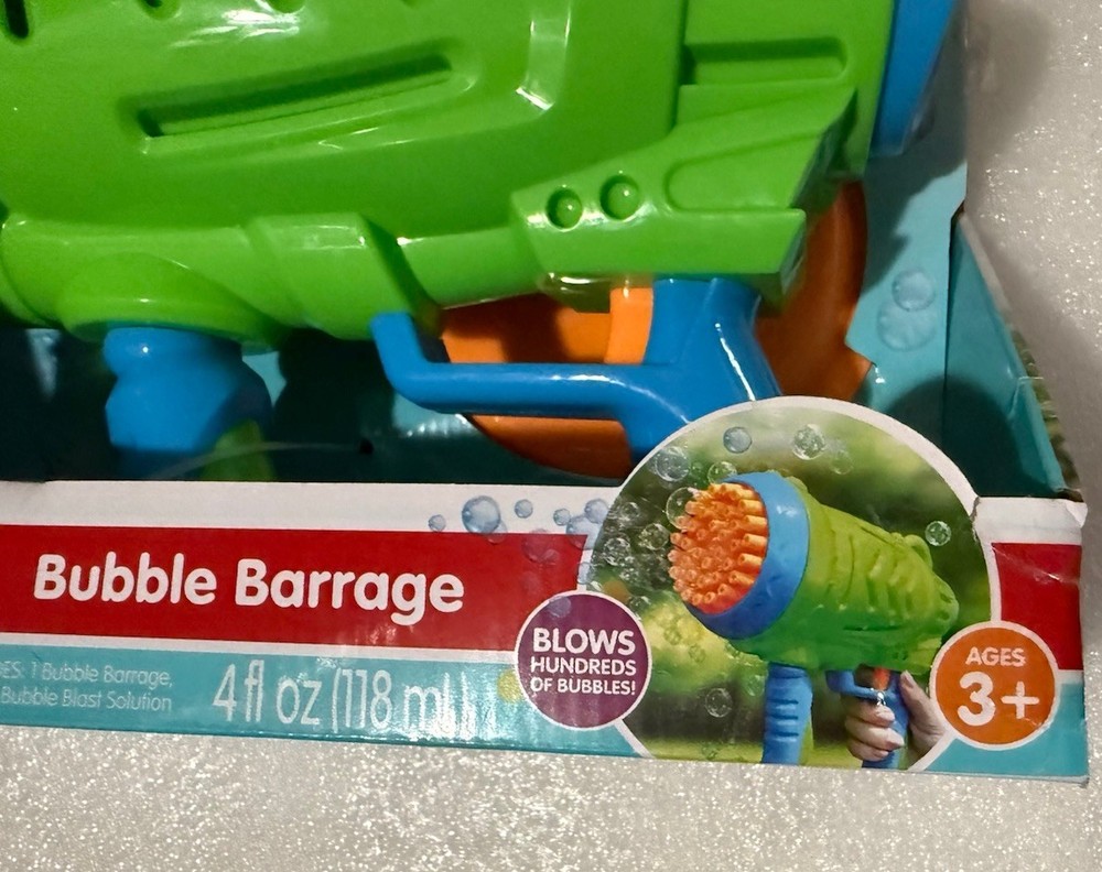 Play Day Bubble Barrage Blaster 3 Pieces Includes 4oz Solution & Drip Tray