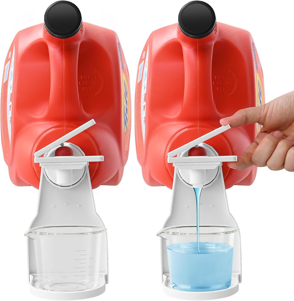 2 Pack Laundry Detergent Dispenser Cup Holder & Nozzle Force-Saving Switch, Soap