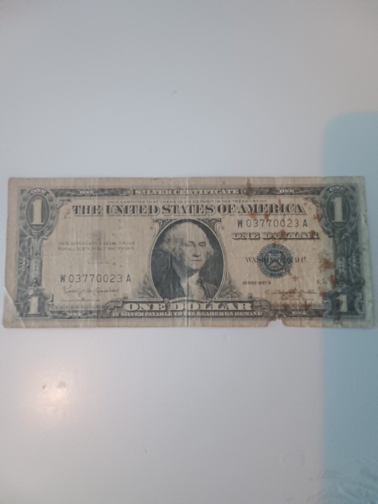 1957 B 1 dollar silver certificate