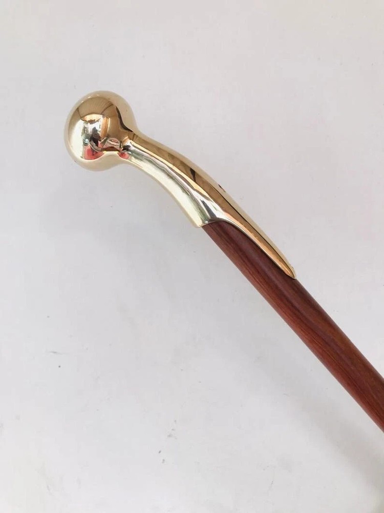 36'' NEW SOLID ANTIQUE SOLID BRASS HANDLE WOODEN WALKING STICK CANE VINTAGE