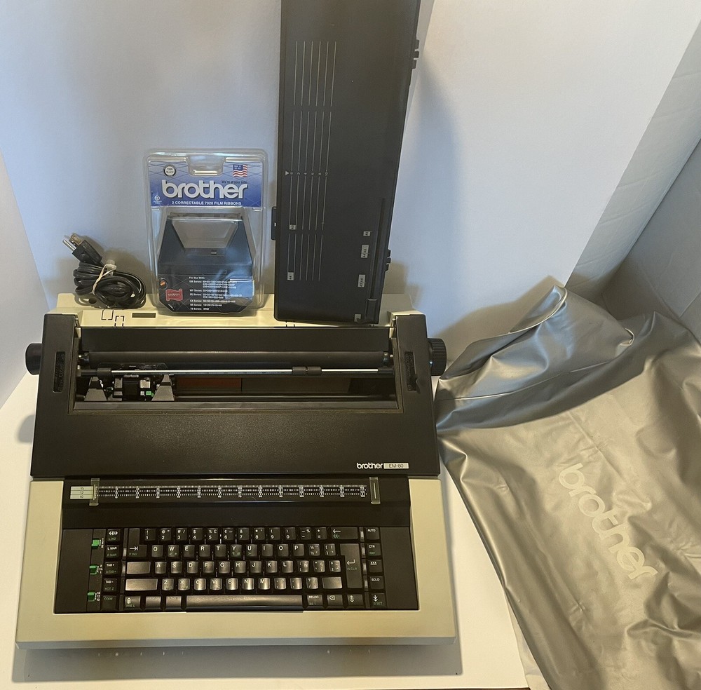 Brother EM-80 Typewriter Tested Working With Cover, 7220 Black Read Description