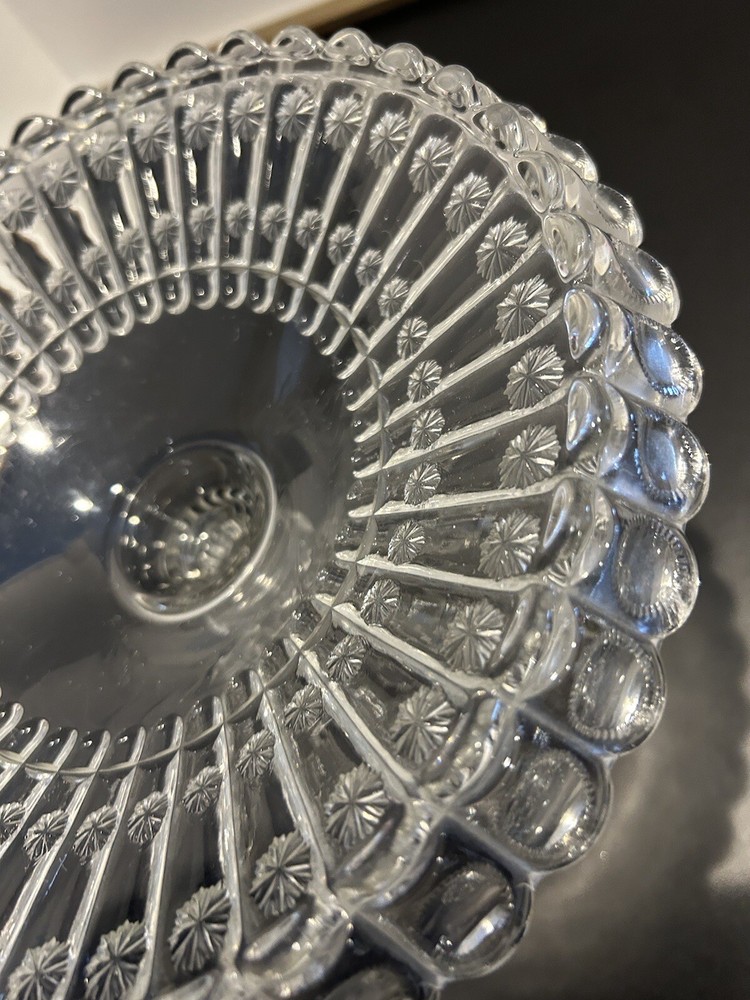 EAPG Clear Pressed Glass Cake Stand Rum Well Compote