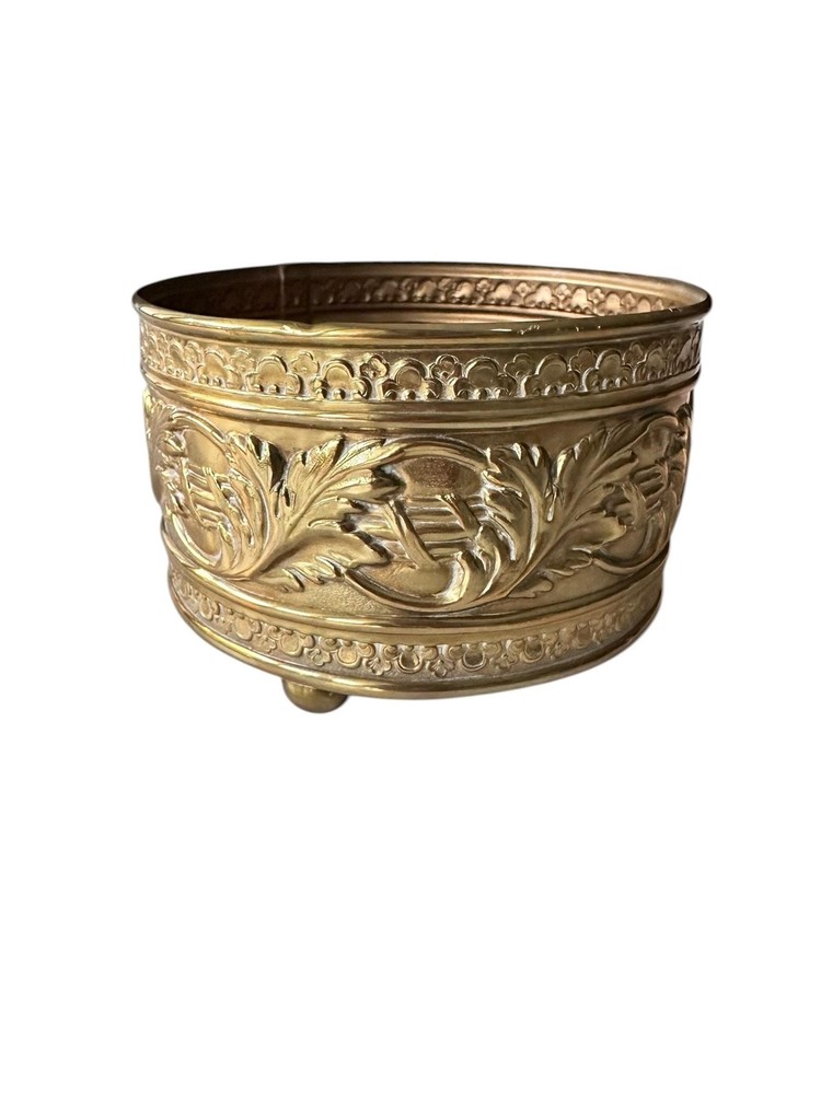 Vintage Irving Schwartz Solid Brass Contempora Footed Planter