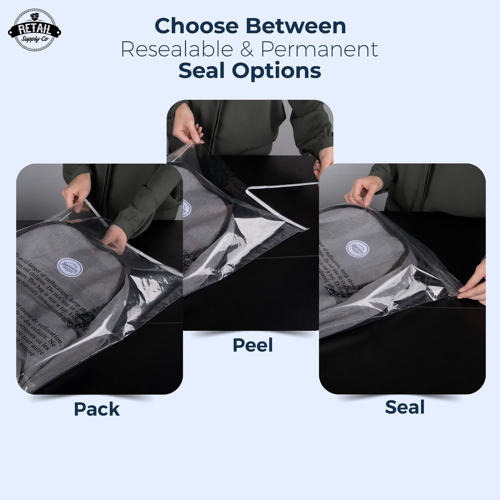 Poly Bags with 20x24" - 100 Pack, Suffocation Warning - Resealable Seal