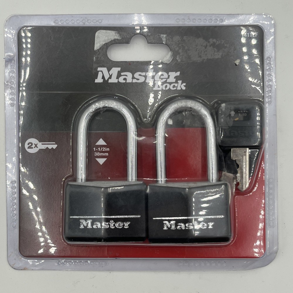 NEW!! 2 Pack Master Lock Keyed Padlocks - 1-1/2" Shackle - 2 Keys - 141TLF