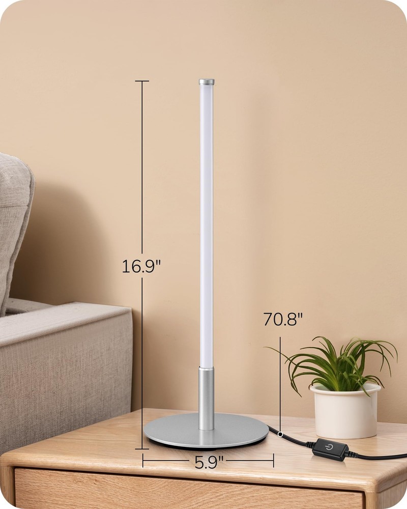 Upgraded LED Table Lamp, Stepless Dimmable Bedside Lamp with 3 Color Temperature