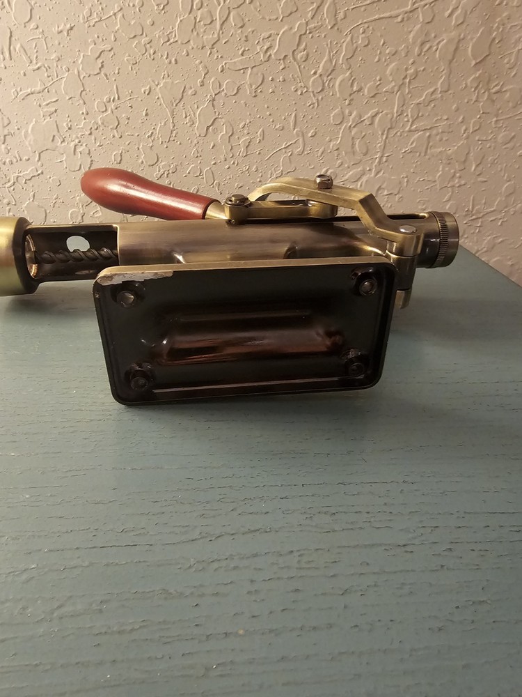 Vintage Solid Brass WallMounted CorkScrew, Lever Style W/Turned Wood Handle-Very