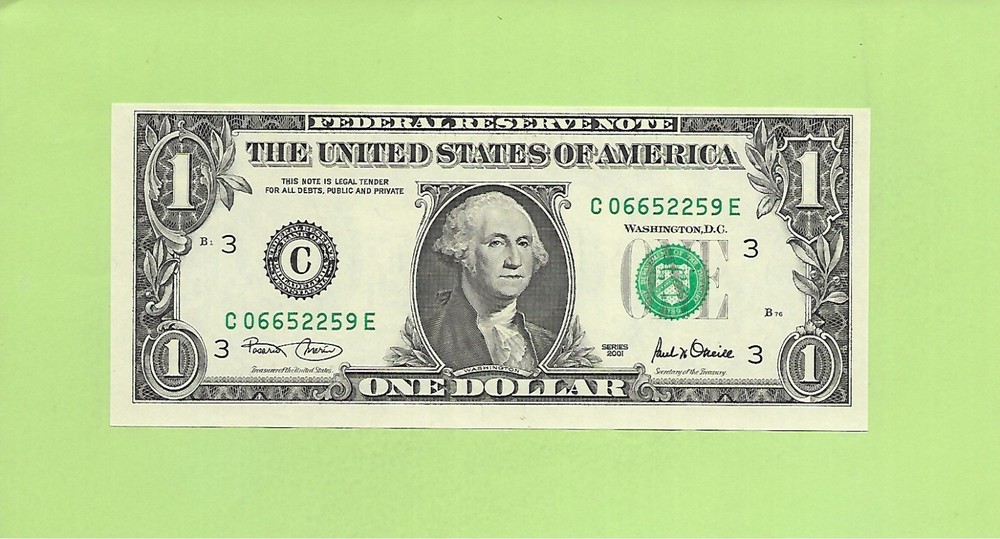2001 ..UNCIRC $1  C 0665 2259 E   .... 2001 $1  C-E    66 & 22    NICE NOTE