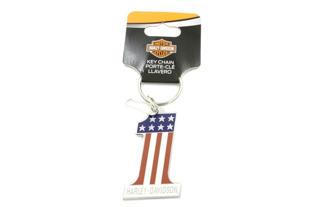 Harley-Davidson #1 Logo Red, White & Blue Enamel Keychain