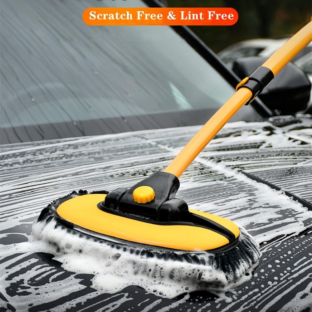 Long Handle Car Wash Mop Set with Microfiber Mitt for Scratch-Free Shine
