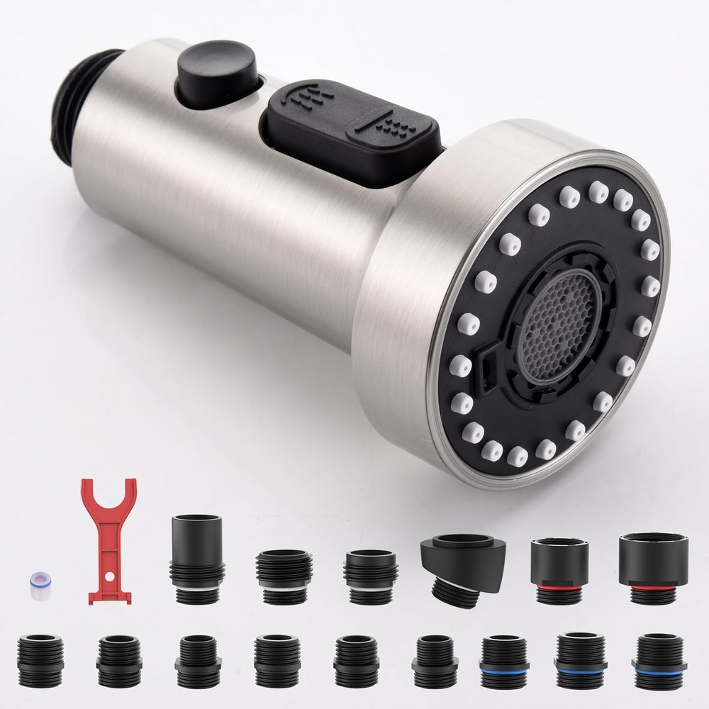 J-HVA Pull Down Kitchen Faucet Sprayer Head Replacement Part, 3 Function Pull Ou