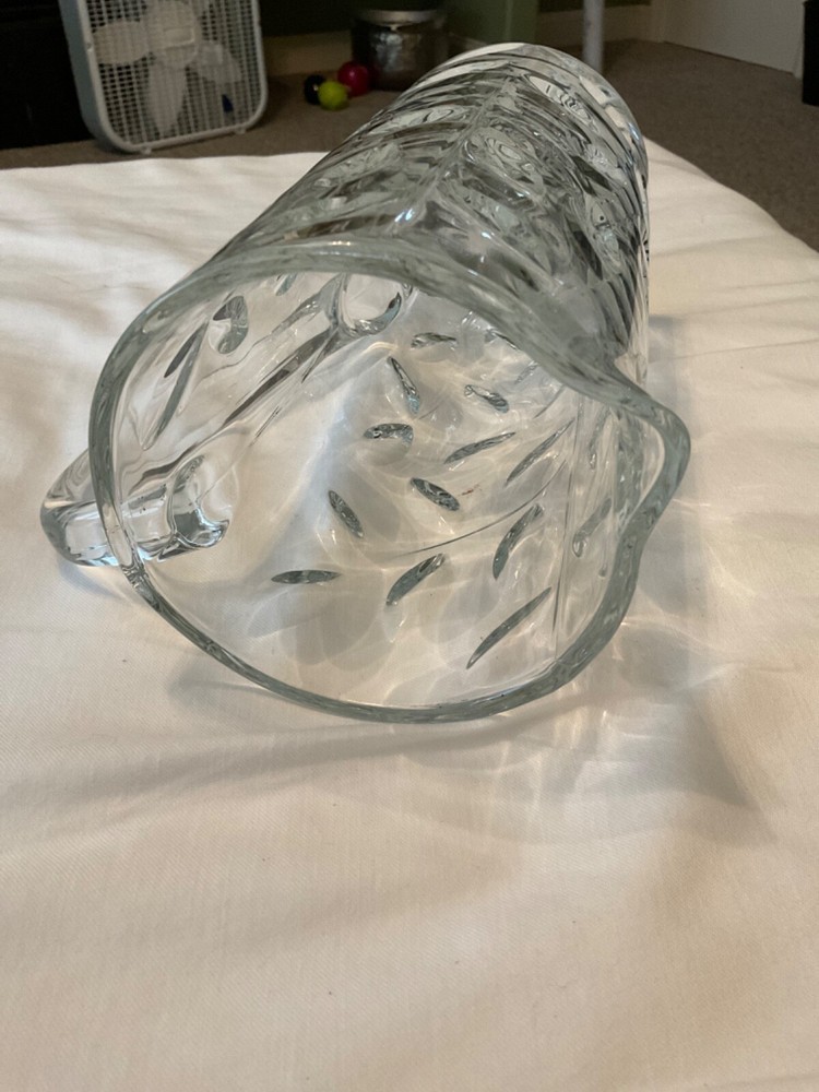 Royal Crystal Rock Laurus Brocca Pitcher Leaf Pattern. MINT