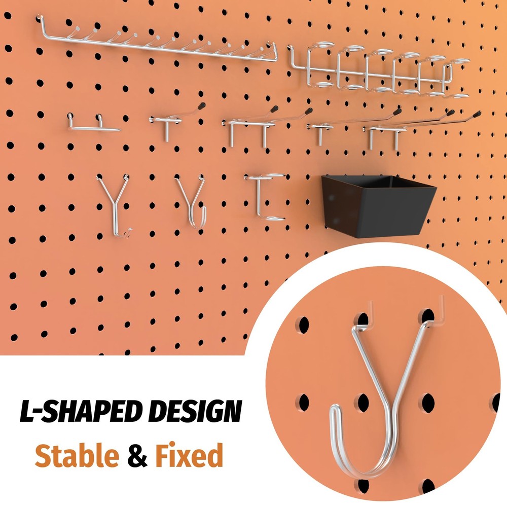 86 PC Pegboard Hooks Assortment with Pegboard Bins Garage Tool Organizer