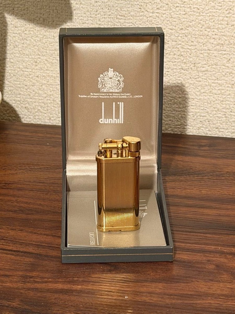 Dunhill Hammer Gold Stripe Roller Gas Lighter Used