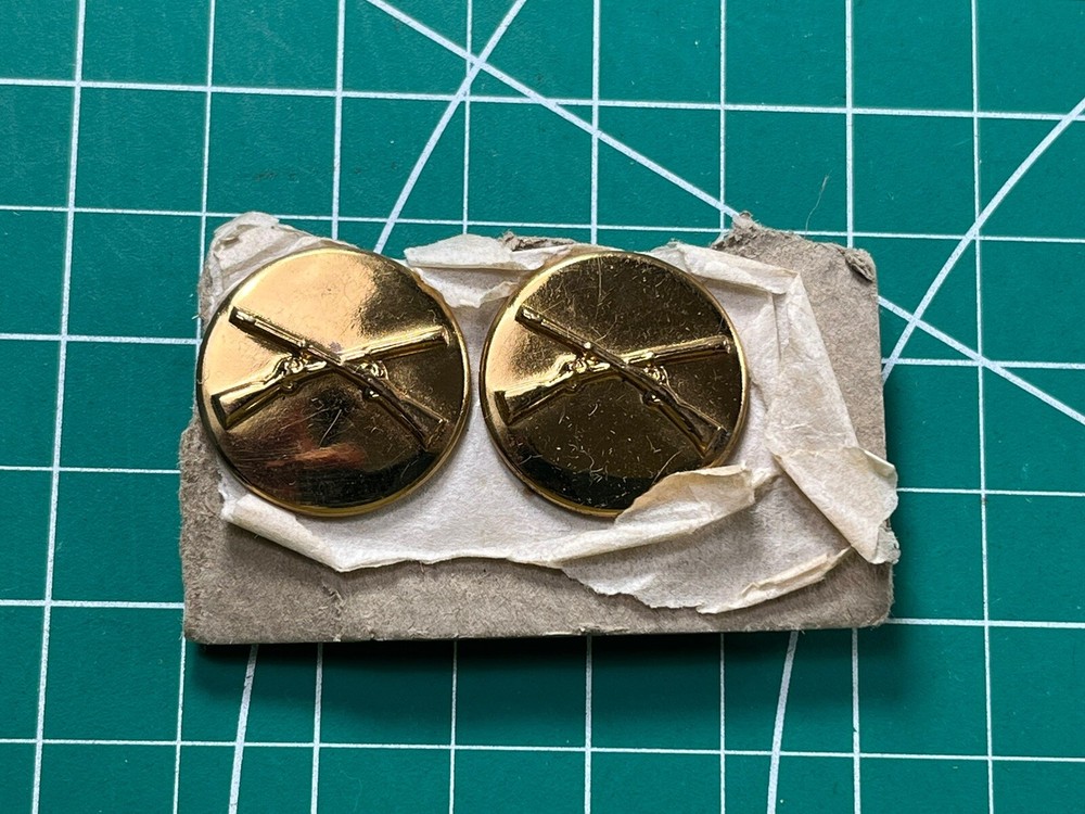 WWII NOS Infantry Collar Disks x 2