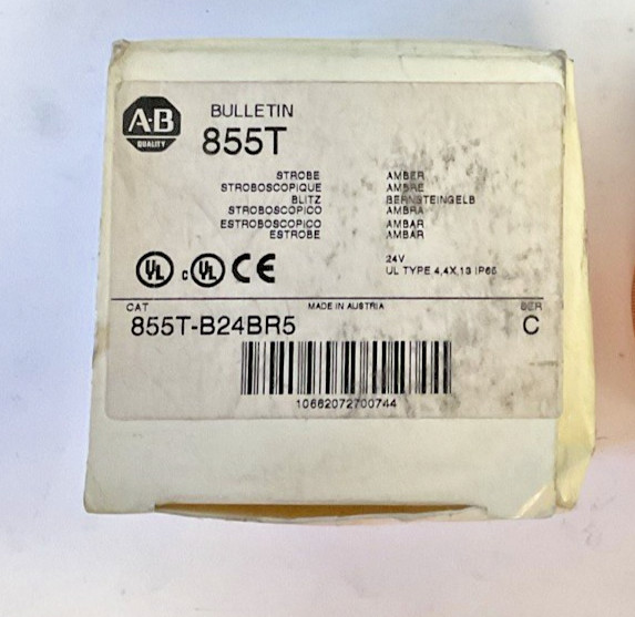 ALLEN BRADLEY 855T-B24BR5 AMBER STROBE STACK LIGHT 24v