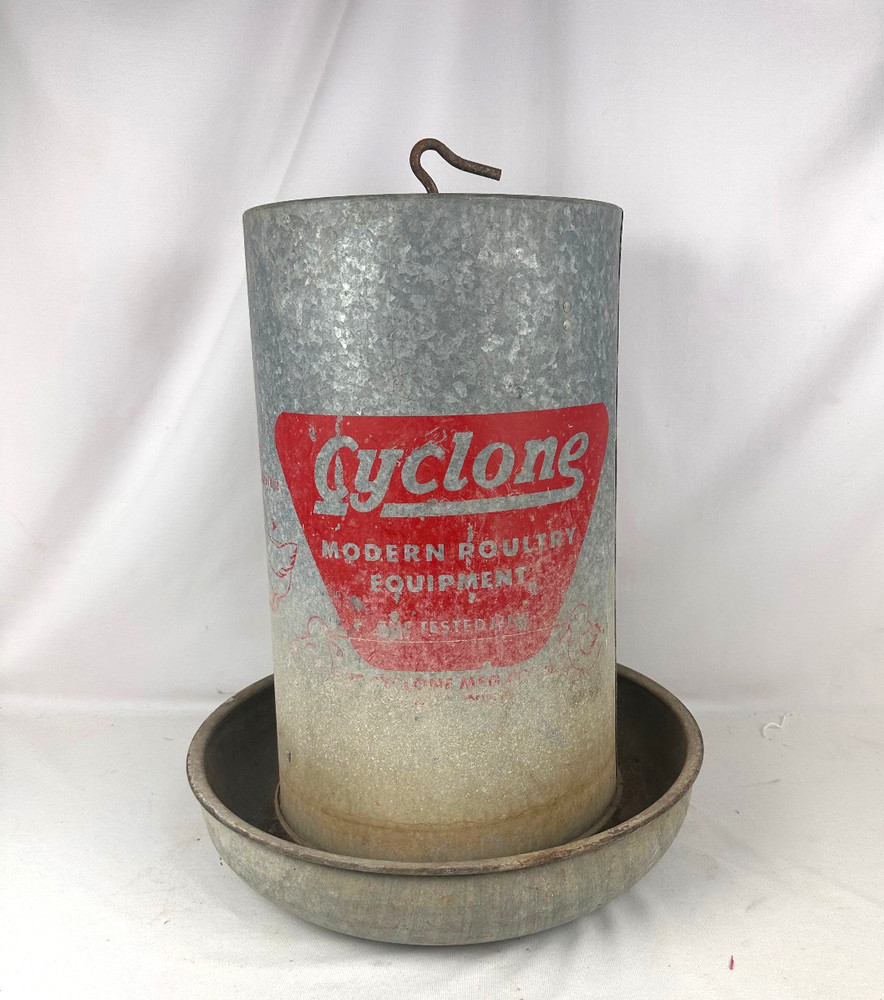 Vintage Galvanized Vertical Cyclone Chicken Poultry Feeder 24"