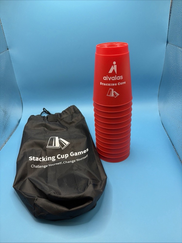 Aivalas Stacking Cups Set 12 Red Sport Speed Stack Cups w Carry Bag