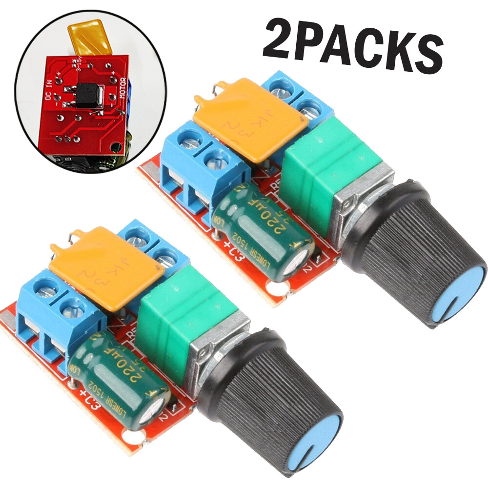 2pc Mini Dc Motor PWM Speed Controller 3v-35v Speed Control Switch LED Dimme