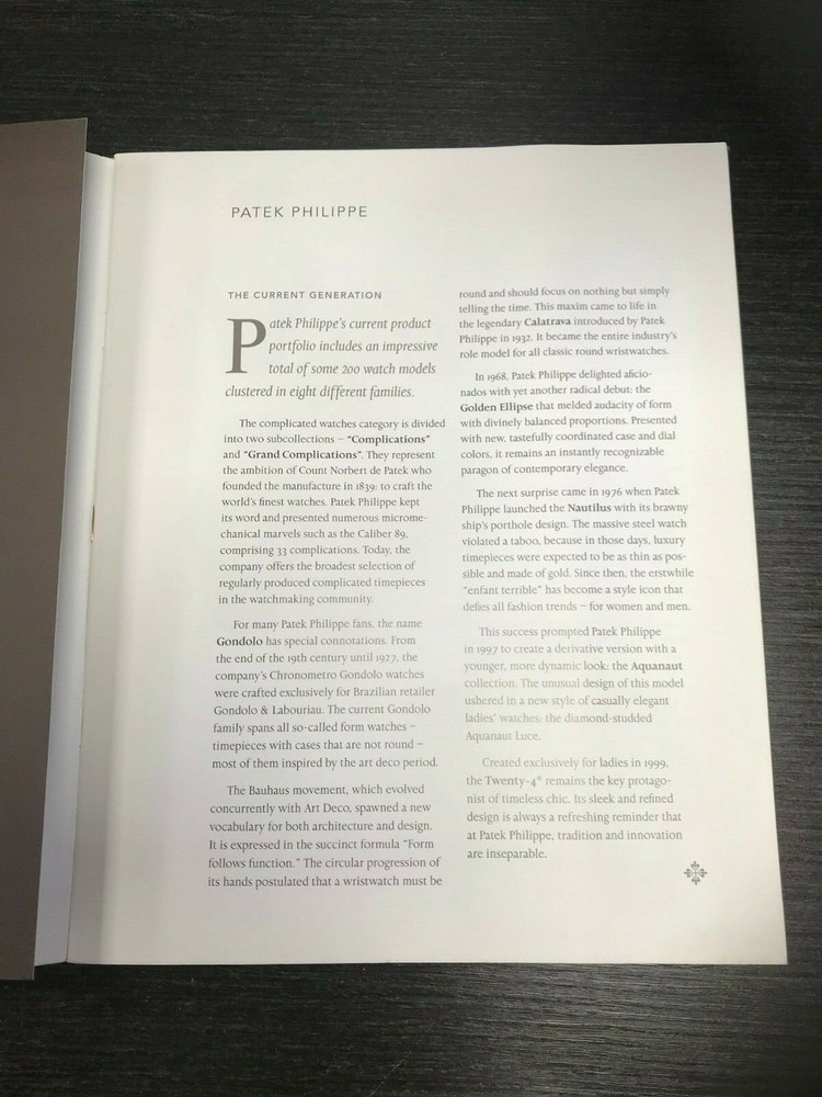 Genuine Patek Philippe Catalog Supplement 2011
