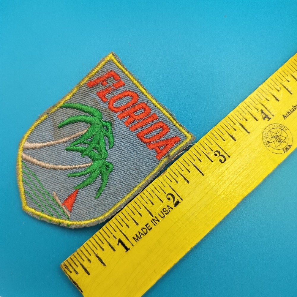 Florida State Emblem Palm Tree Sailboat Vintage Patch