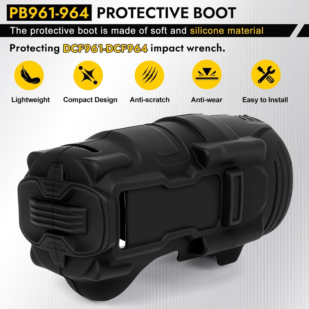 Upgraded DCF961 DCF964 Protective Rubber Boot for 20V MAX DCF961, Black
