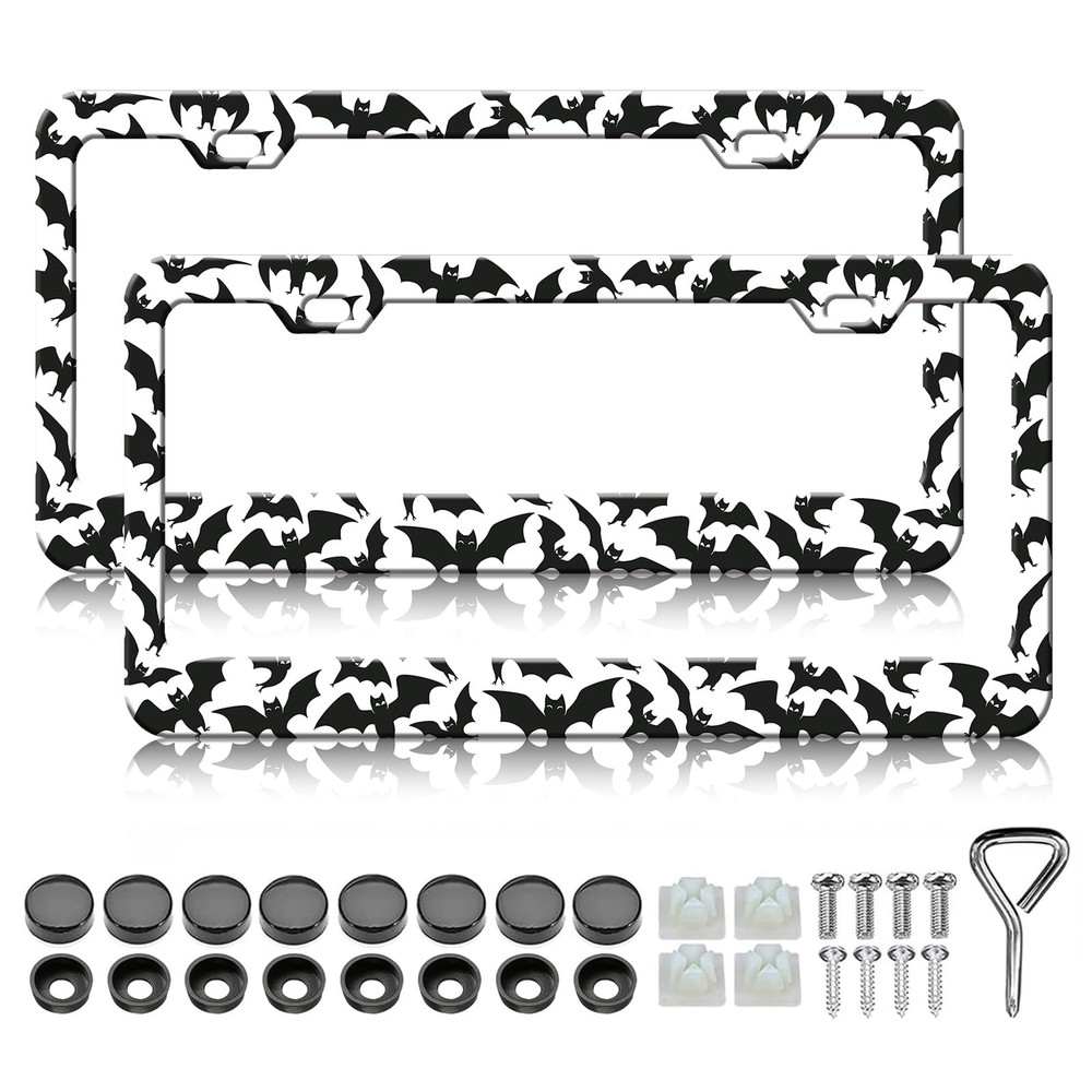 Gothic License Plate Frames 2Pack  RustProof Aluminum Car Tag Holders